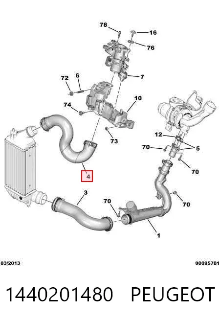 Шланг/патрубок интеркуллера 1440201480 Peugeot/Citroen