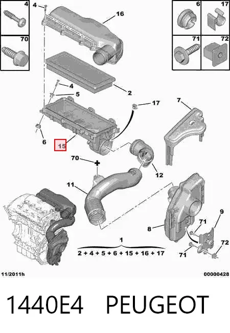 Корпус повітряного фільтра, нижня частина 1440E4 Peugeot/Citroen