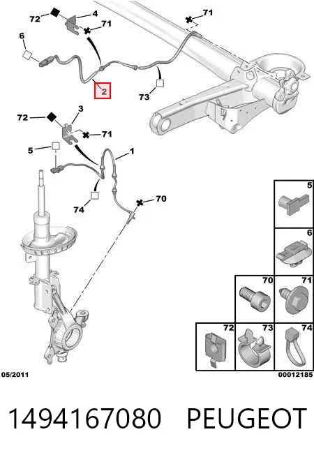 Датчик АБС (ABS) задній 1494167080 Peugeot/Citroen