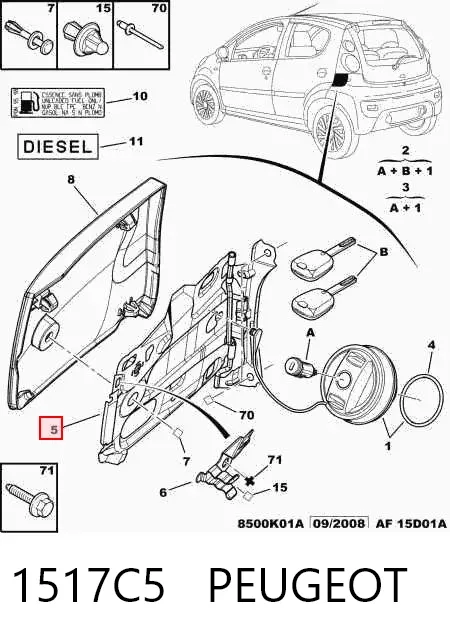 Петля лючка заливної горловини паливного бака 1517C5 Peugeot/Citroen
