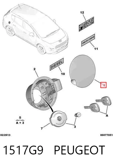 Лючок бензобака 1517G9 Peugeot/Citroen