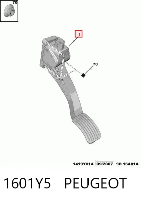 Педаль газу 1601Y5 Peugeot/Citroen