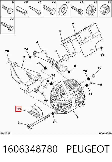 Ремінь генератора 1606348780 Peugeot/Citroen