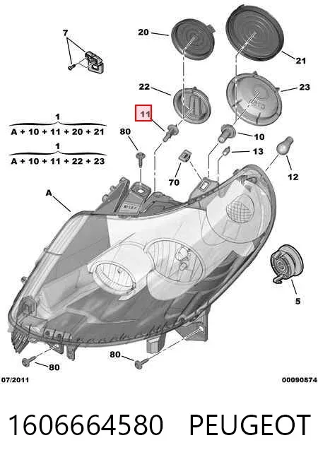 Фара права 1606664580 Peugeot/Citroen