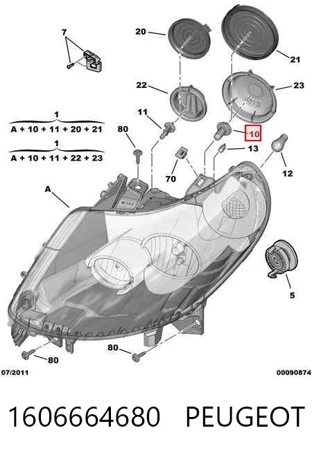 Фара права 1606664680 Peugeot/Citroen