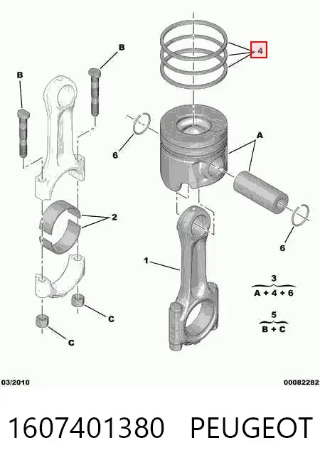 Кільця поршневі на 1 циліндр, STD. 1607401380 Peugeot/Citroen