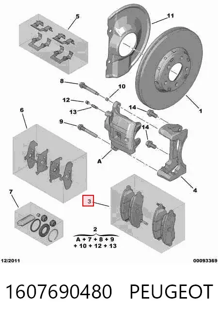 Передні тормозні колодки 1607690480 Peugeot/Citroen
