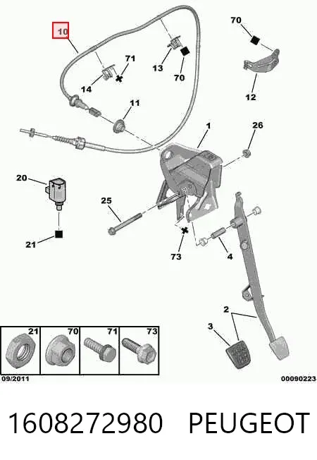 Трос зчеплення 1608272980 Peugeot/Citroen