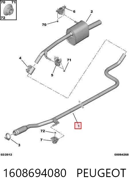 Глушник, центральна частина 1608694080 Peugeot/Citroen