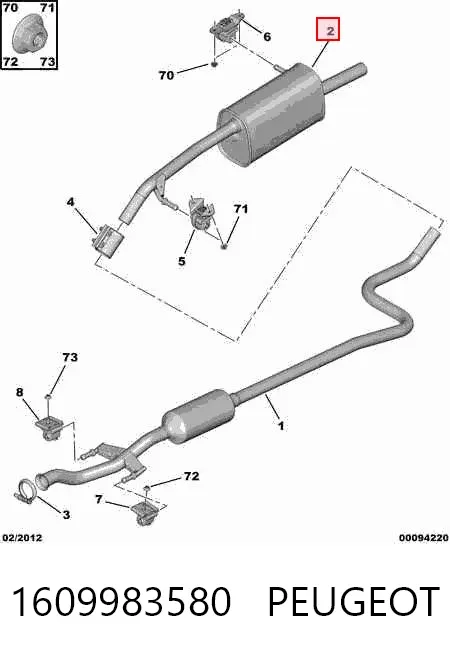 Глушник, задня частина 1609983580 Peugeot/Citroen