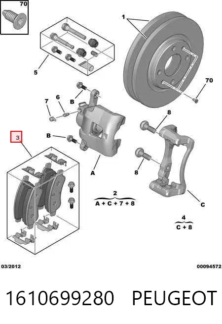 Передні тормозні колодки 1610699280 Peugeot/Citroen