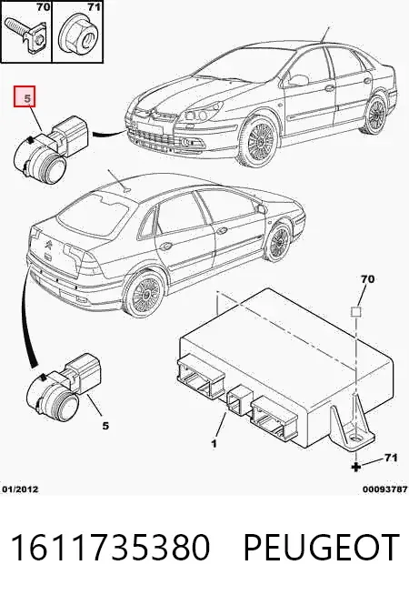 Датчик сигналізації паркування (парктронік), передній 1611735380 Peugeot/Citroen