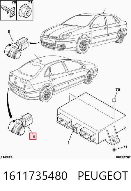 Датчик сигналізації паркування (парктронік), передній 1611735480 Peugeot/Citroen