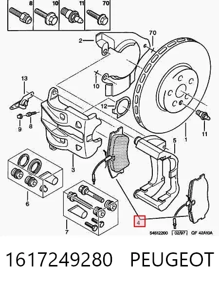 Передні тормозні колодки 1617249280 Peugeot/Citroen