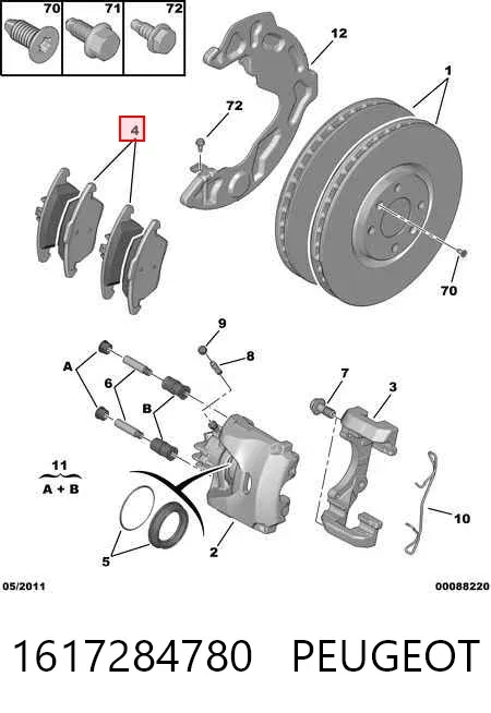 Передні тормозні колодки 1617284780 Peugeot/Citroen