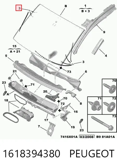 Лобове скло 1618394380 Peugeot/Citroen