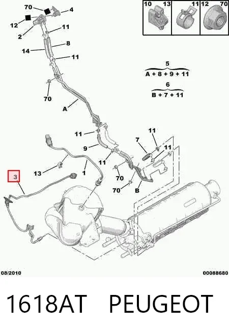 Датчик температури відпрацьованих газів (ВГ), клапан EGR 1618AT Peugeot/Citroen