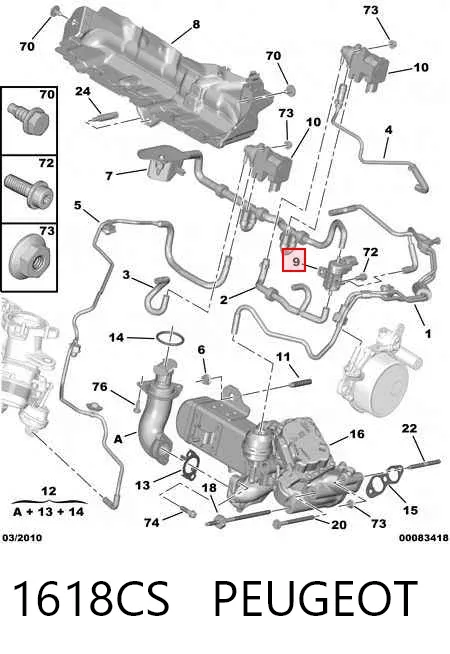 Клапан соленоїд регулювання заслонки EGR 1618CS Peugeot/Citroen