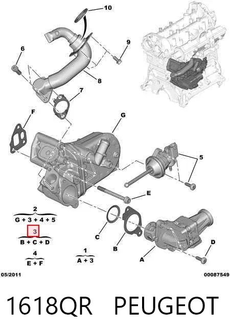 Клапан ЄГР 1618QR Peugeot/Citroen