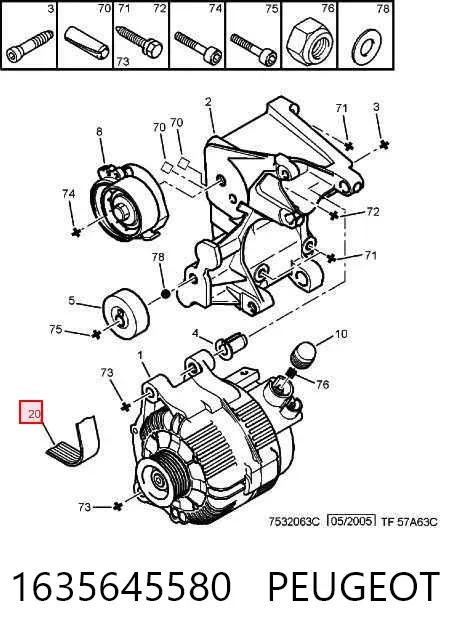 Ремінь генератора 1635645580 Peugeot/Citroen