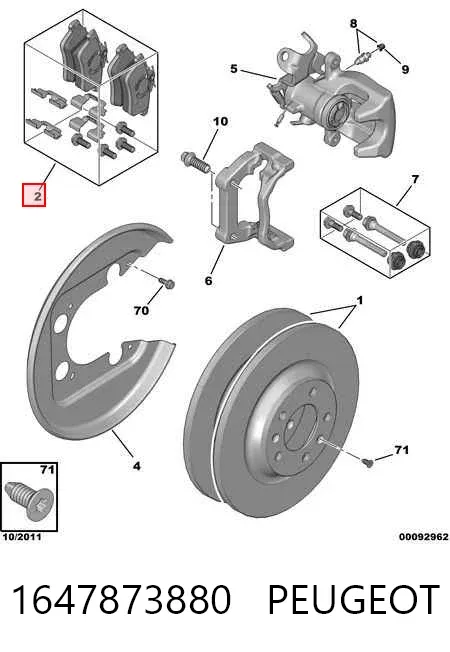 Задні гальмівні колодки 1647873880 Peugeot/Citroen