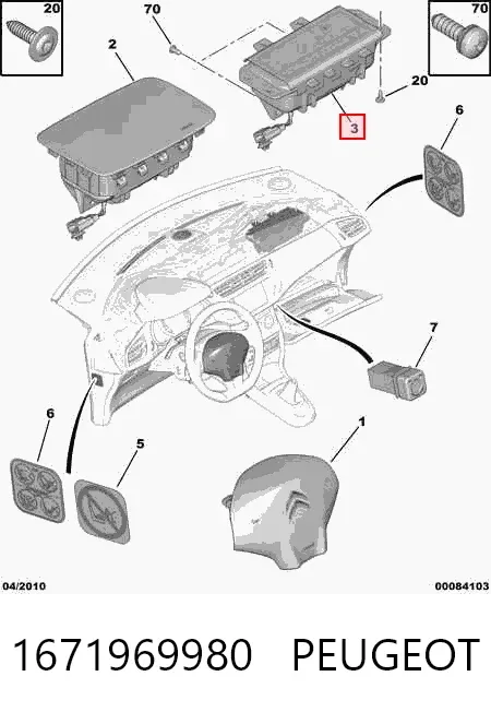 Подушка безпеки, пасажирська, AIRBAG 1671969980 Peugeot/Citroen