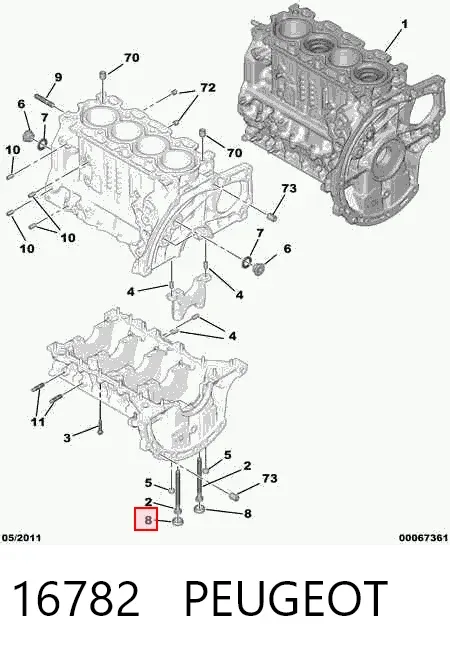 Заглушка блоку циліндрів 16782 Peugeot/Citroen