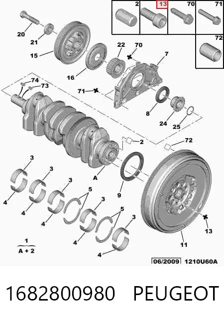 Болт кріплення маховика 1682800980 Peugeot/Citroen