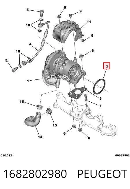 Прокладка турбіни вихлопних газів, випуск 1682802980 Peugeot/Citroen