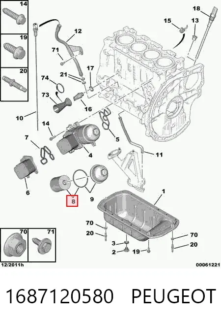 Масляний фільтр 1687120580 Peugeot/Citroen