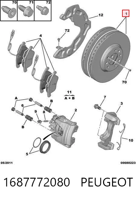 Гальмівні диски передні 1687772080 Peugeot/Citroen