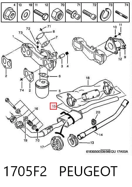 Глушник, центральна частина 1705F2 Peugeot/Citroen