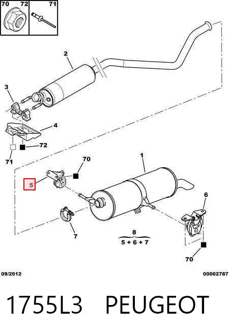 Кронштейн/хомут глушника, задній 1755L3 Peugeot/Citroen