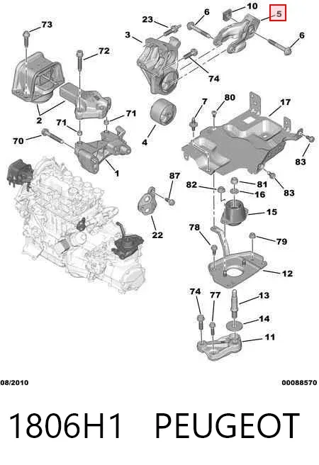 Кронштейн подушки (опори) двигуна, задньої 1806H1 Peugeot/Citroen