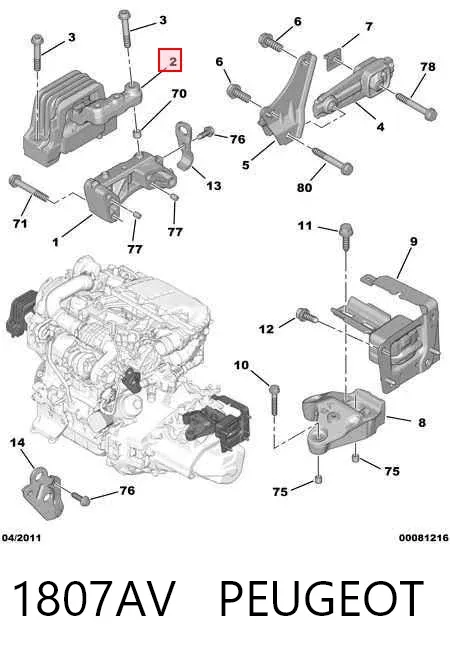 Подушка (опора) двигуна, права верхня 1807AV Peugeot/Citroen