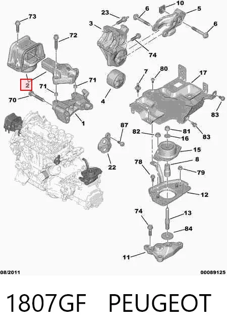 Подушка (опора) двигуна, права 1807GF Peugeot/Citroen
