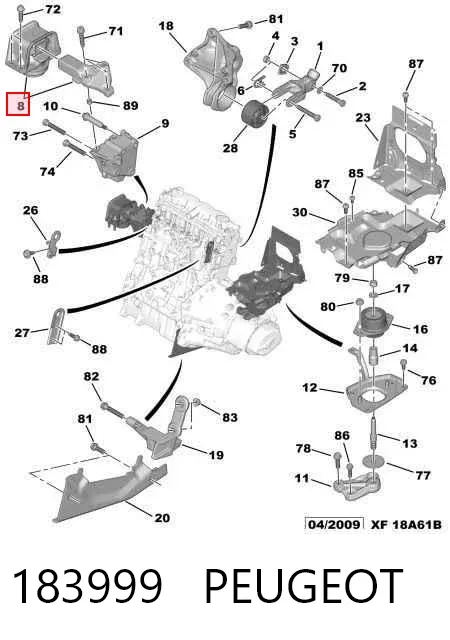 Подушка (опора) двигуна, права верхня 183999 Peugeot/Citroen
