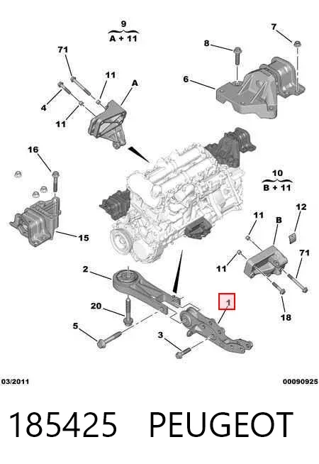 Подушка двигуна задня 185425 Peugeot/Citroen