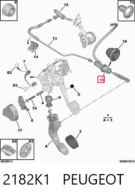 Головний циліндр зчеплення 2182K1 Peugeot/Citroen
