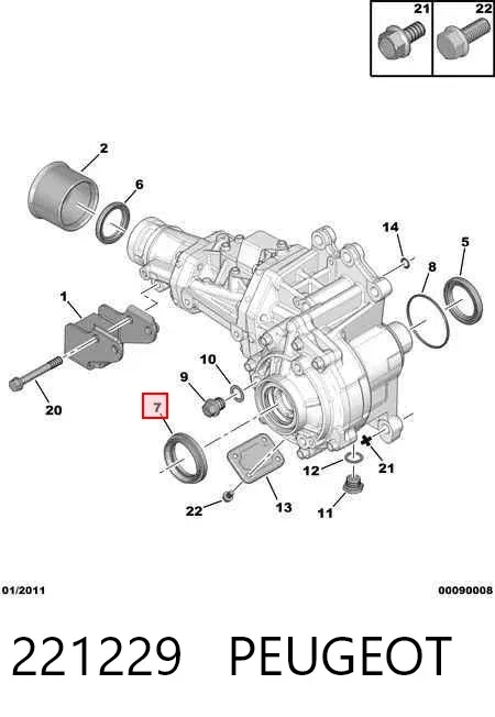 Сальник роздавальної коробки, передній вихідний 221229 Peugeot/Citroen