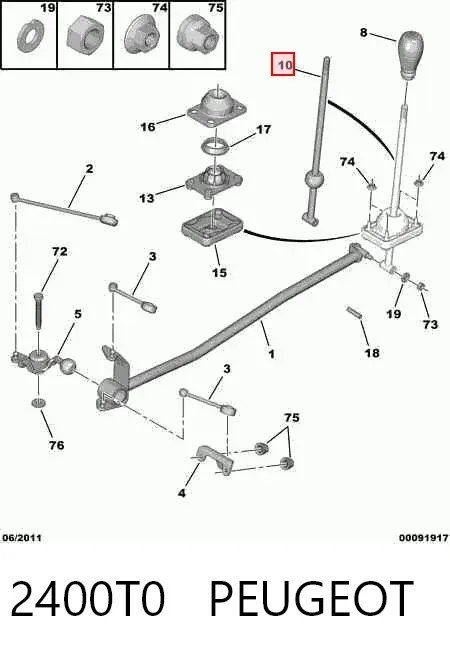 Ручка КПП 2400T0 Peugeot/Citroen