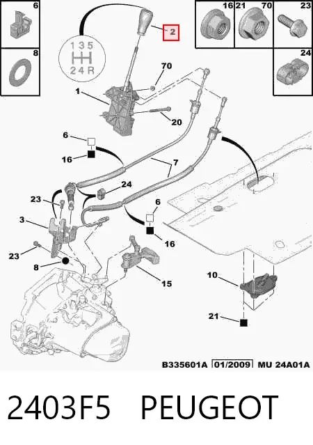 Рукоятка важеля КПП 2403F5 Peugeot/Citroen