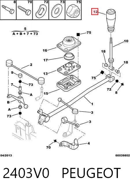 Рукоятка важеля КПП 2403V0 Peugeot/Citroen