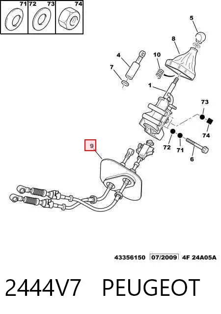 Трос перемикання передач 2444V7 Peugeot/Citroen