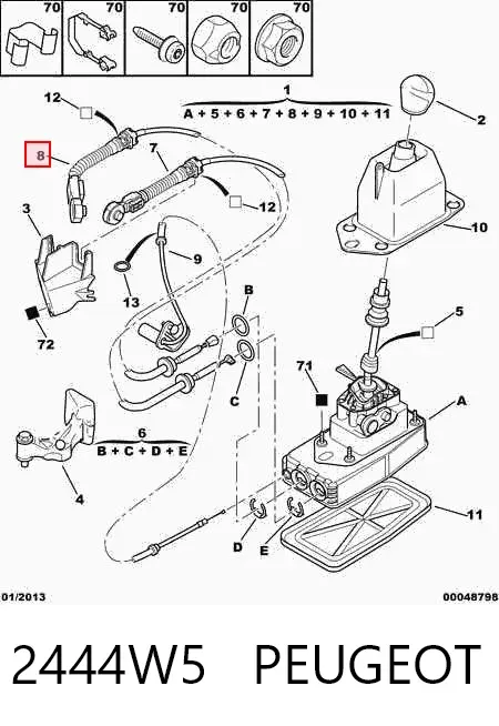 Трос перемикання передач, вибору передачі 2444W5 Peugeot/Citroen