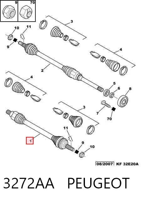 Ліва піввісь 3272AA Peugeot/Citroen