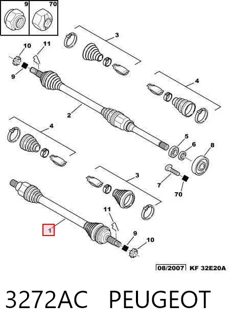 Ліва піввісь 3272AC Peugeot/Citroen