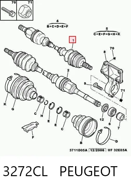 Ліва піввісь 3272CL Peugeot/Citroen