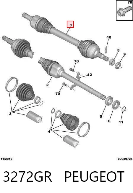 Ліва піввісь 3272GR Peugeot/Citroen