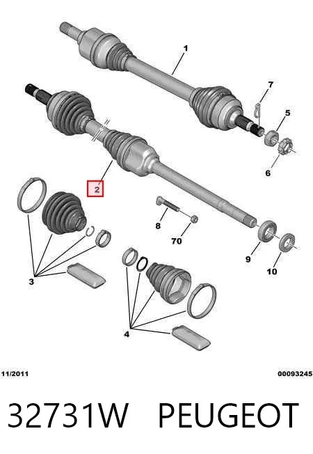 Піввісь права 32731W Peugeot/Citroen